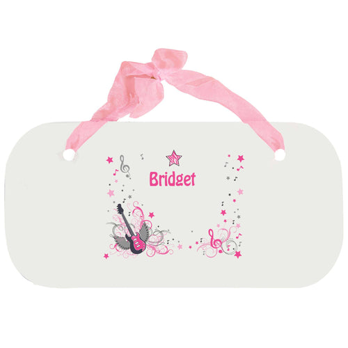 Personalized Girls Wall Plaque with Pink Rock Star design