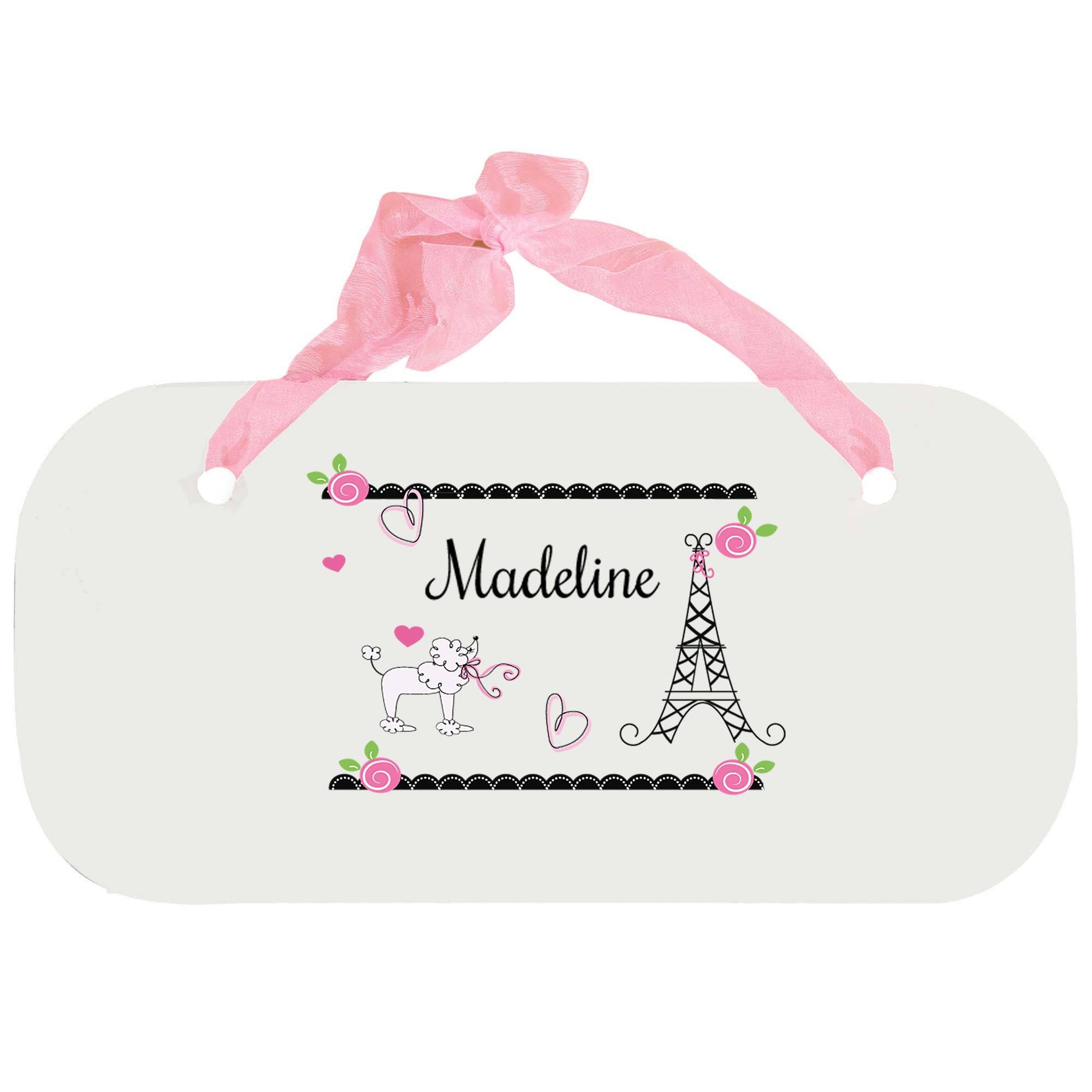 Personalized Girls Wall Plaque with French Paris design