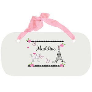 Personalized Girls Wall Plaque with French Paris design