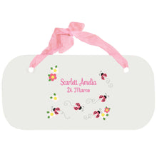 Personalized Girls Wall Plaque with Pink Ladybugs design