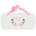 Personalized Girls Wall Plaque with Navy Pink Floral Garland design