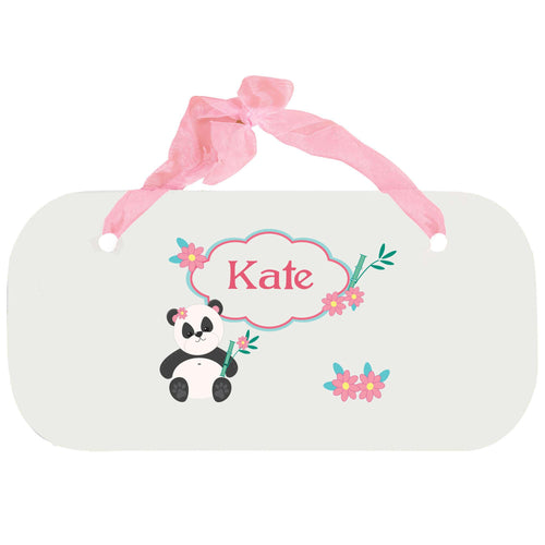 Personalized Girls Wall Plaque with Panda Bear design