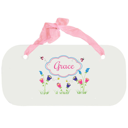 Personalized Girls Wall Plaque with English Garden design