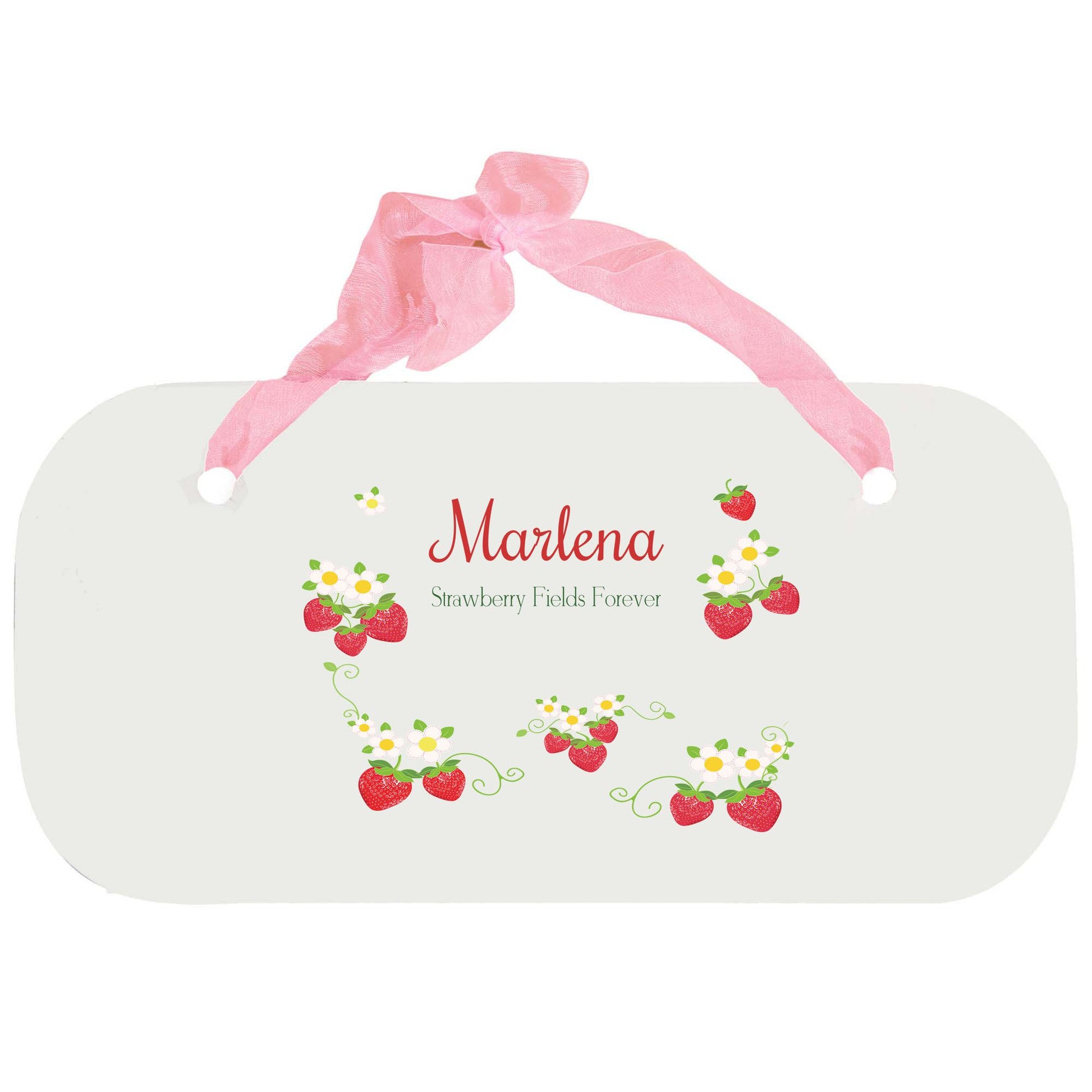 Personalized Girls Wall Plaque with Strawberries design