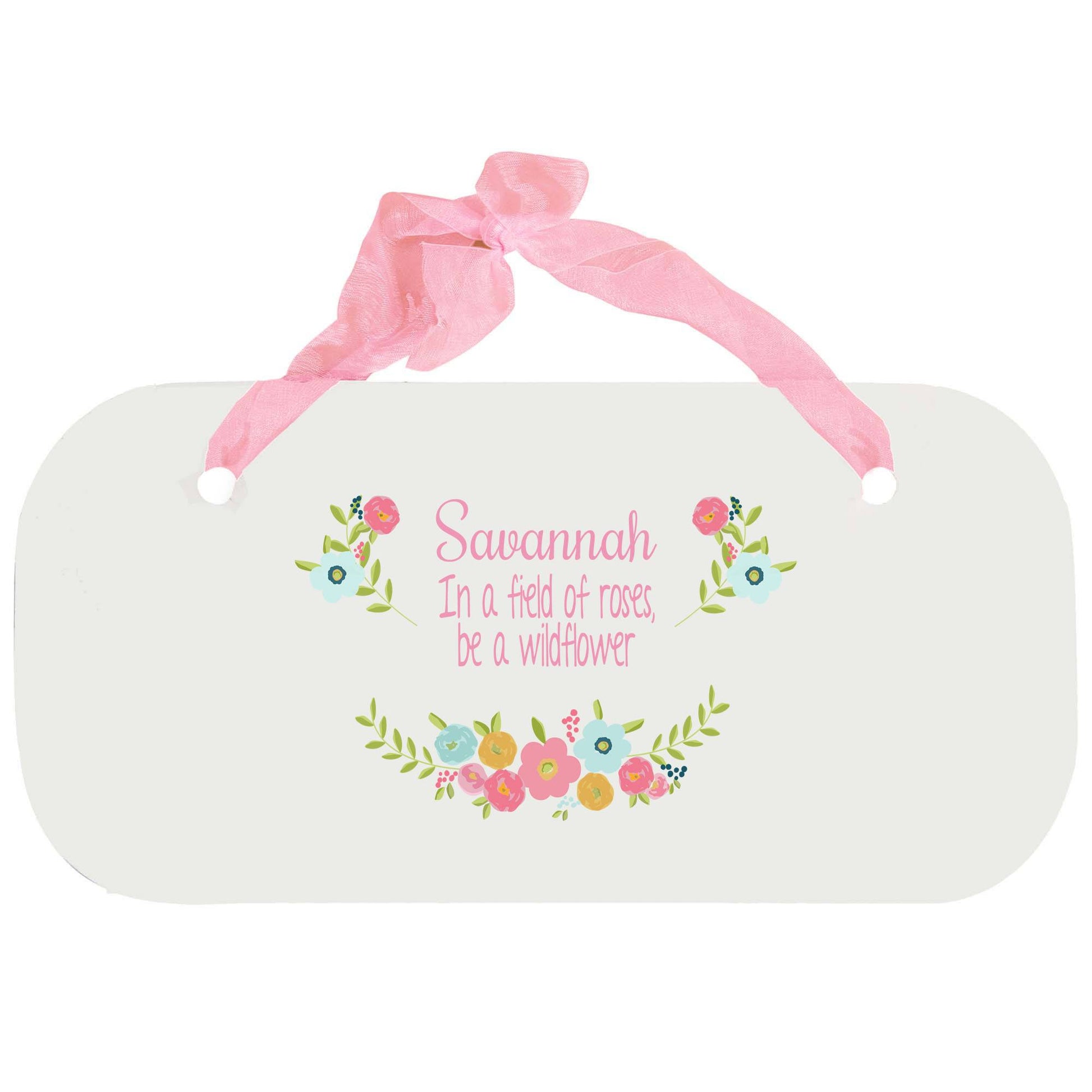 Personalized Girls Wall Plaque with Spring Floral design