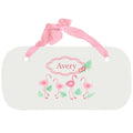 Personalized Girls Wall Plaque with Palm Flamingo design