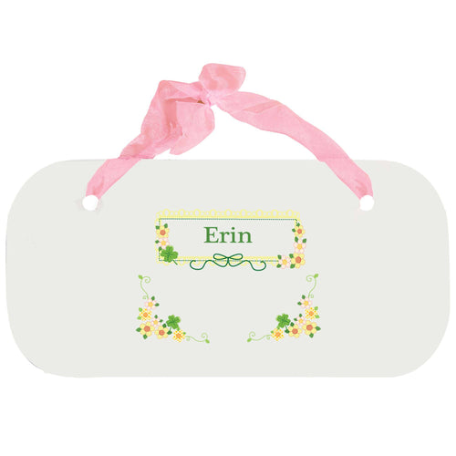 Personalized Girls Wall Plaque with Shamrock design