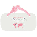 Personalized Girls Wall Plaque with World Map Pink design