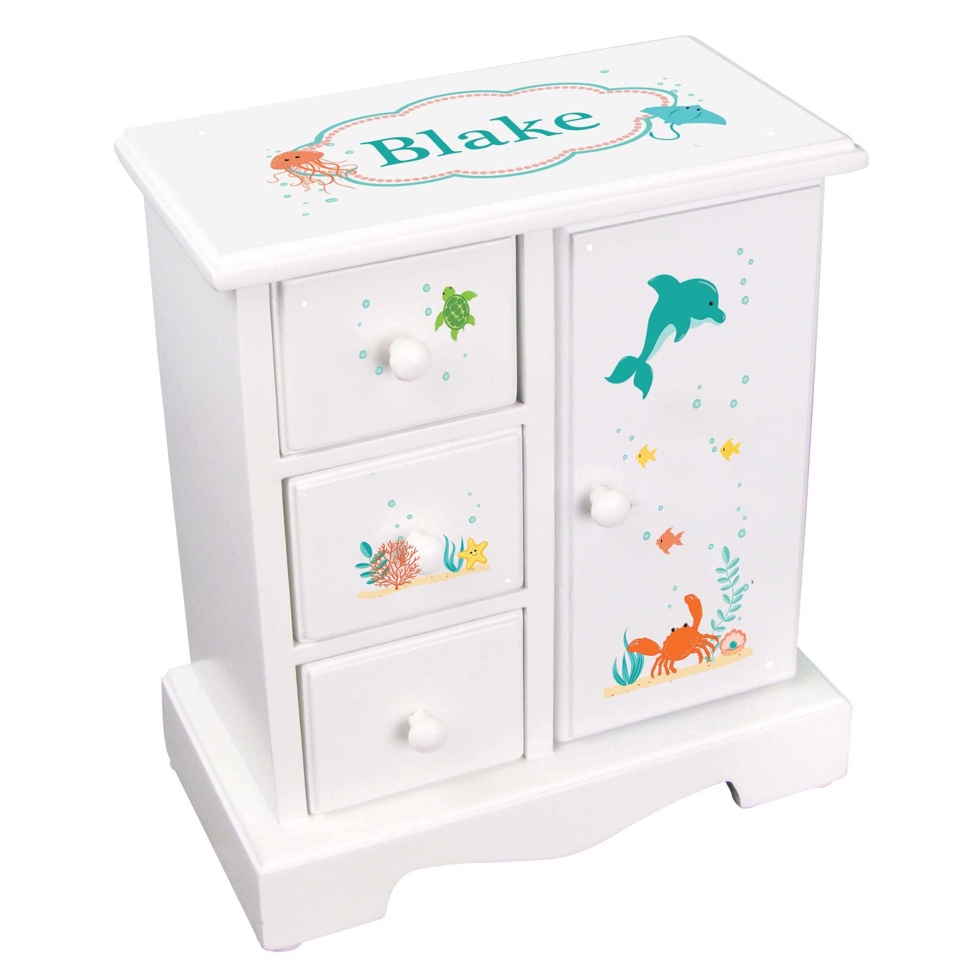 Personalized Jewelry Armoire sea life