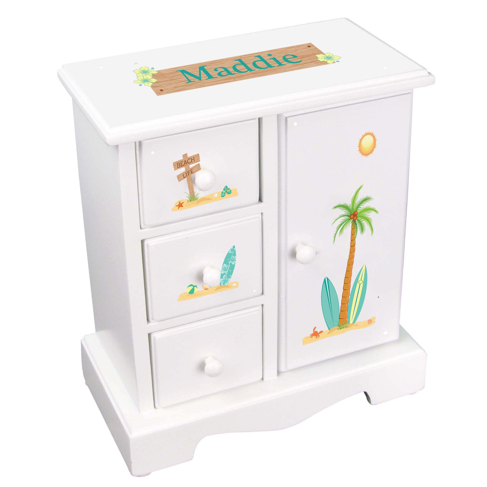 Personalized Jewelry Armoire surfer design