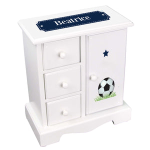 Personalized Jewelry Armoire with Soccer Balls design