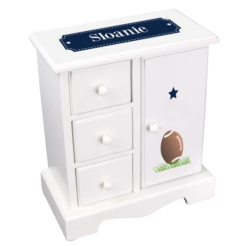 Personalized Jewelry Armoire with Footballs design