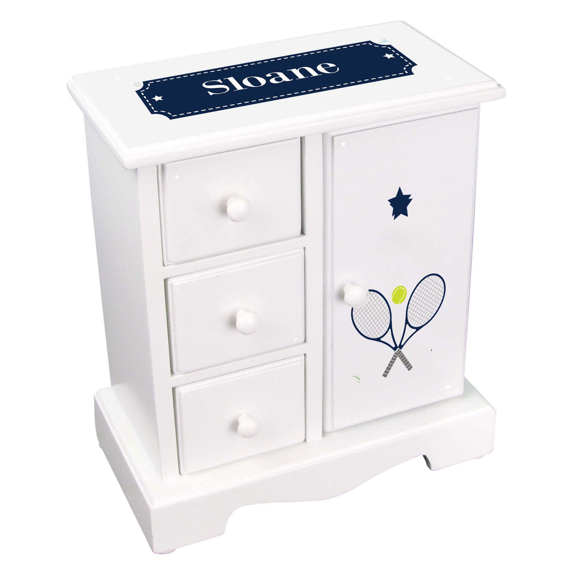 Personalized Jewelry Armoire with Tennis design