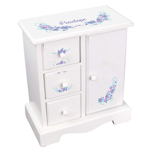 Personalized Jewelry Armoire with Lavender Floral Garland design