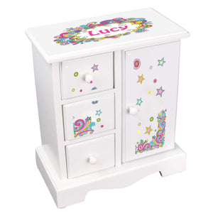 Personalized Jewelry Armoire with Groovy Swirl design