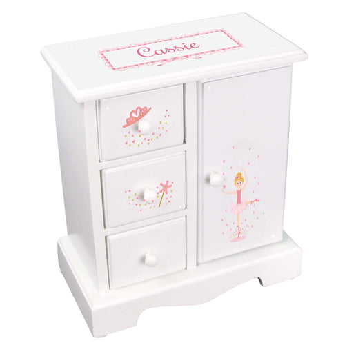 Personalized Jewelry Armoire with Ballerina Blonde design