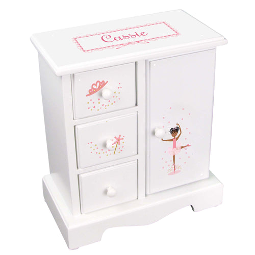 Personalized Jewelry Armoire with Ballerina African American design