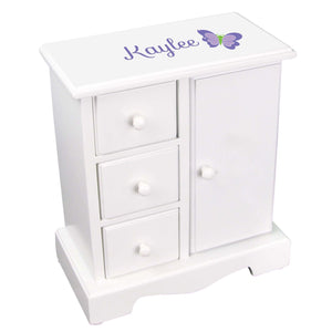 Personalized Jewelry Armoire with Single Butterfly design