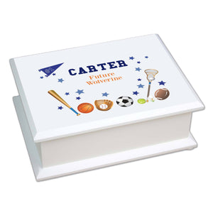 Personalized Lift Top Jewelry Box with Sports design