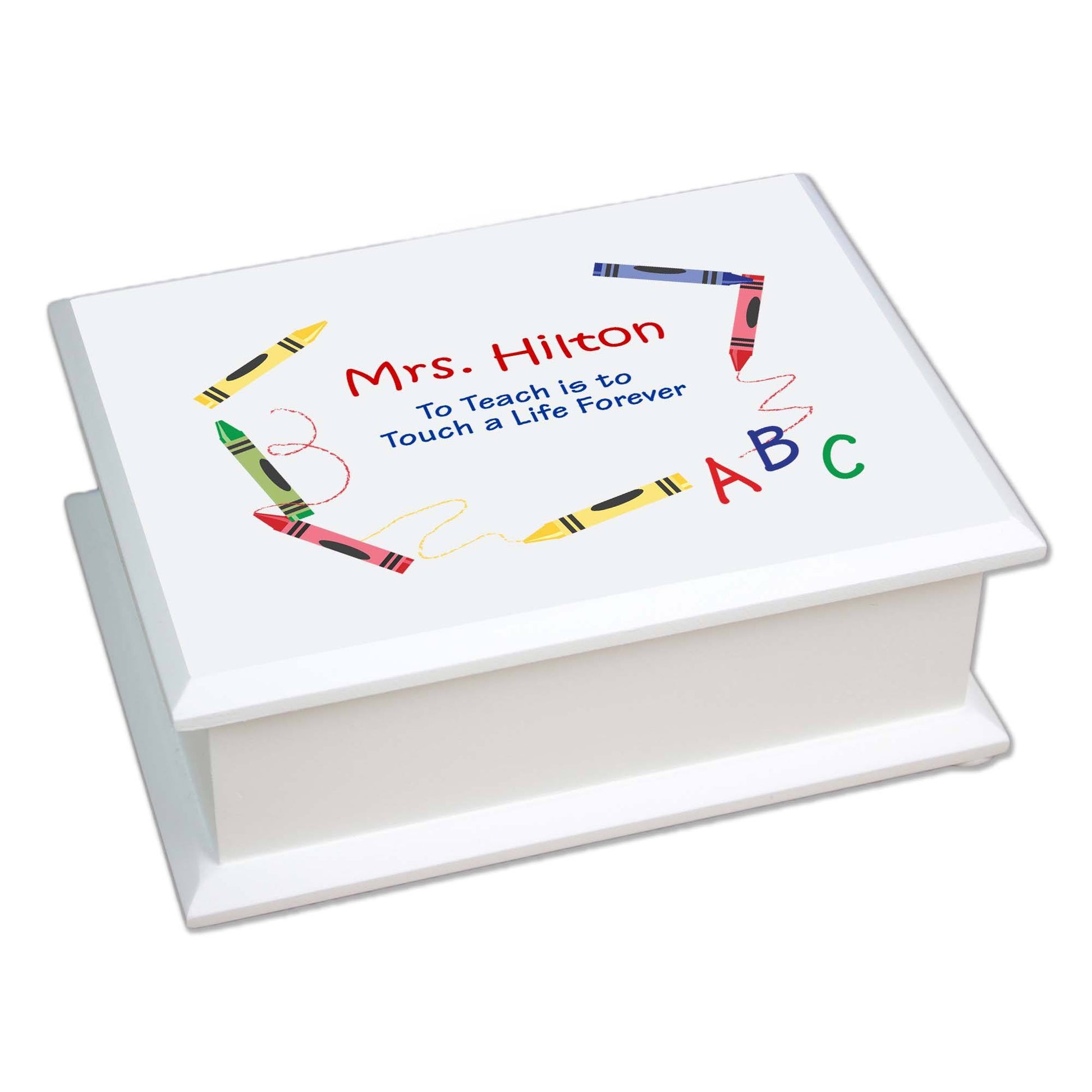 Personalized Lift Top Jewelry Box with Crayon design
