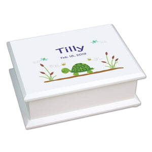 Personalized Lift Top Jewelry Box with Turtle design
