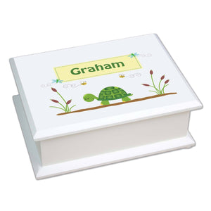 Personalized Lift Top Jewelry Box with Turtle design