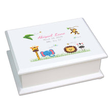 Personalized Lift Top Jewelry Box with Jungle Animals Boy design