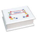 Personalized Lift Top Jewelry Box with Stitched Stars design
