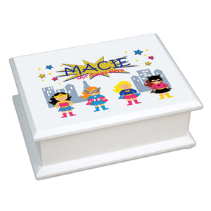 Personalized Lift Top Jewelry Box with Super Girls design