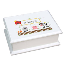 Personalized Lift Top Jewelry Box with Barnyard Friends design