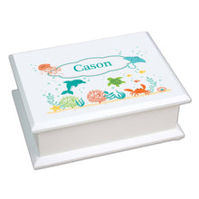 Personalized Lift Top Jewelry Box with Sea and Marine design