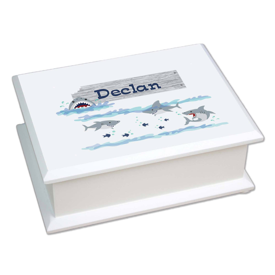 Personalized Lift Top Jewelry Box with Shark Tank design