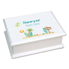 Personalized Lift Top Jewelry Box with Surf'S Up design