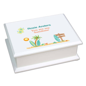 Personalized Lift Top Jewelry Box with Surf'S Up design