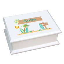 Personalized Lift Top Jewelry Box with Surf'S Up design