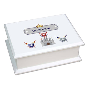 Personalized Lift Top Jewelry Box with Medieval Castle design