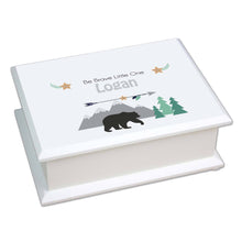 Personalized Lift Top Jewelry Box with Mountain Bear design