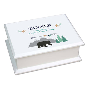 Personalized Lift Top Jewelry Box with Mountain Bear design