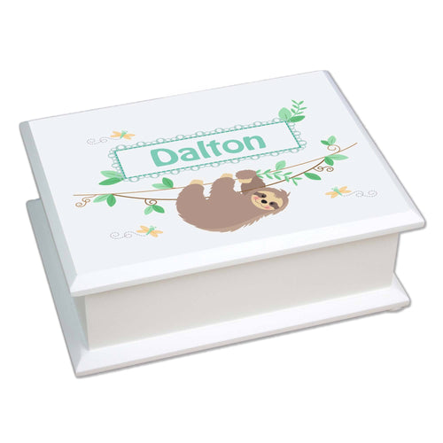 Personalized Lift Top Jewelry Box with Slothie design