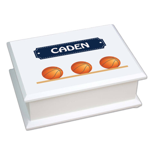 Personalized Lift Top Jewelry Box with Basketballs design