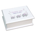 Personalized Lift Top Jewelry Box with Lavender Elephant design