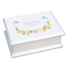 Personalized Lift Top Jewelry Box with Pastel Butterflies design
