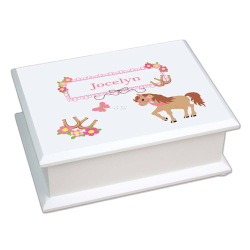 Personalized Lift Top Jewelry Box with Ponies Prancing design