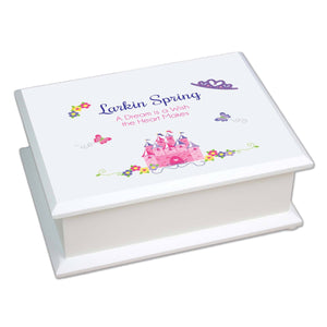 Personalized Lift Top Jewelry Box with Princess Castle design