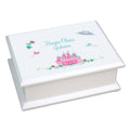 Personalized Lift Top Jewelry Box with Pink Teal Princess Castle design