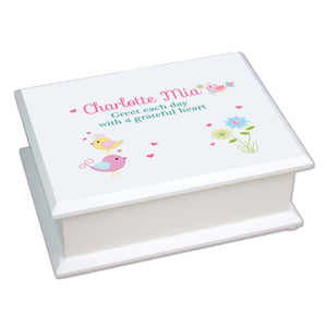 Personalized Lift Top Jewelry Box with Lovely Birds design