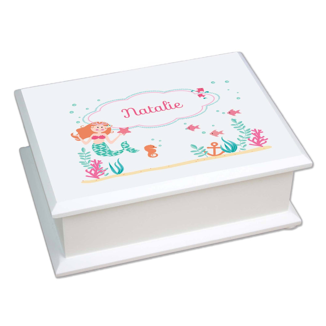Personalized Lift Top Jewelry Box with Mermaid Princess design