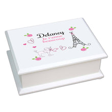 Personalized Lift Top Jewelry Box with French Paris design