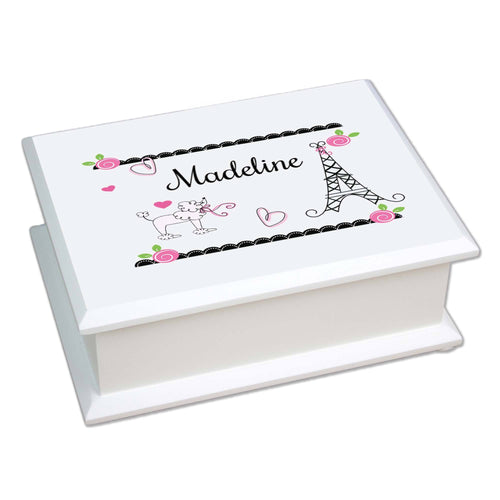 Personalized Lift Top Jewelry Box with French Paris design