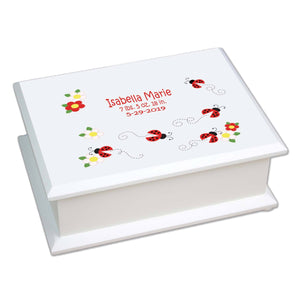 Personalized Lift Top Jewelry Box with Red Ladybugs design